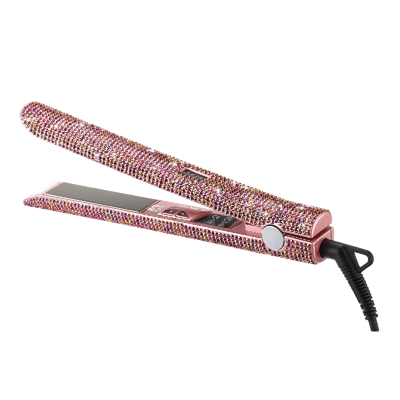 Popular plancha de cabello Bling bling nano titanium plate hair straightener diamond crystal flatiron with Private