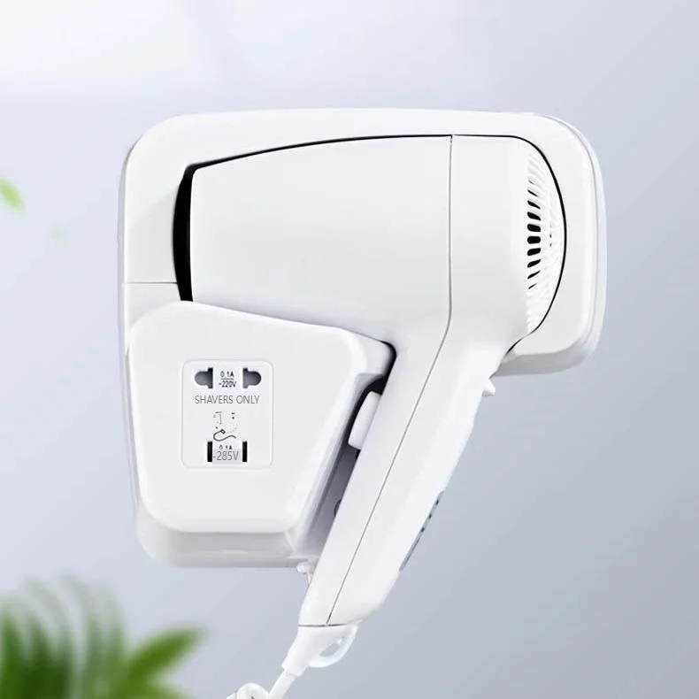 Custom Logo 1200w Low Noise Hotel Wall Mounted Hair Dryer 13m/S High Speed Professional Bldc Hair Blower Dryer With Socket