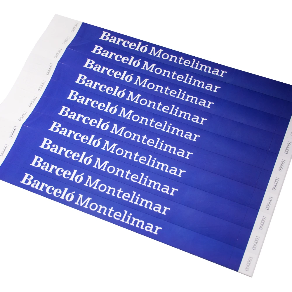 Custom disposable Tyvek wristbands with a secondary roll, suitable for ticketing, raffles, and item redemption.