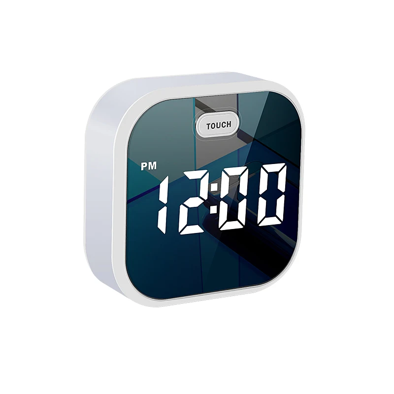 Перезаряжаемый будильник небольшого размера 12/24 часов светодиодный цифровой зеркальный настенный с личной этикеткой