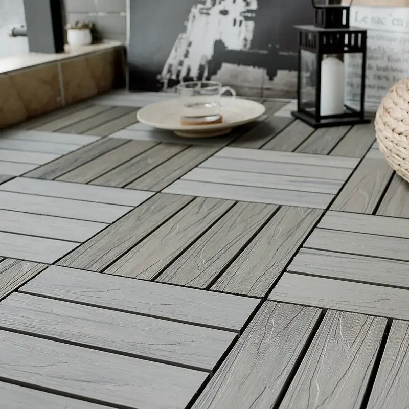 AOLONG Diy Deck Tiles Wpc Outdoor Flooring Cheap Price Chocolate And Reddish Brown Hollow Decking 300 X 300 WPC Decking