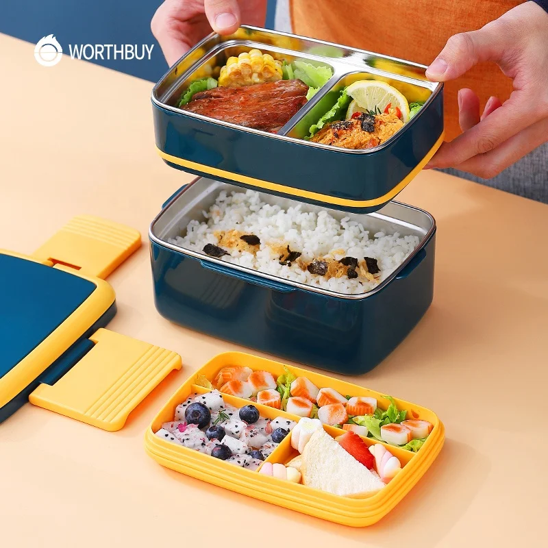 WORTHBUY Japanese Lunch Box For Kids Food Container Stainless Steel Bento Box Children Portable Picnic School Lunc Box Set