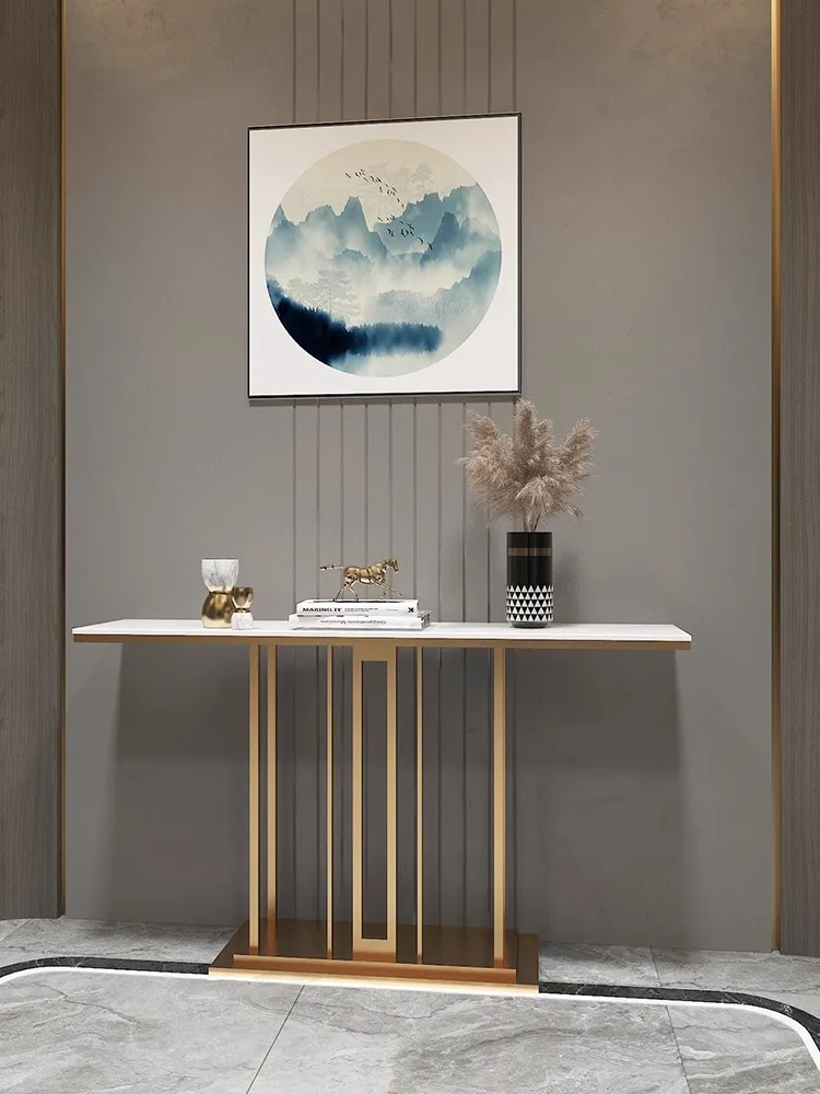 Luxury Living Room Console Table Designer Marble New Top Long Hallway Entrance Modern Metal Iron Coffee Table Top Grade