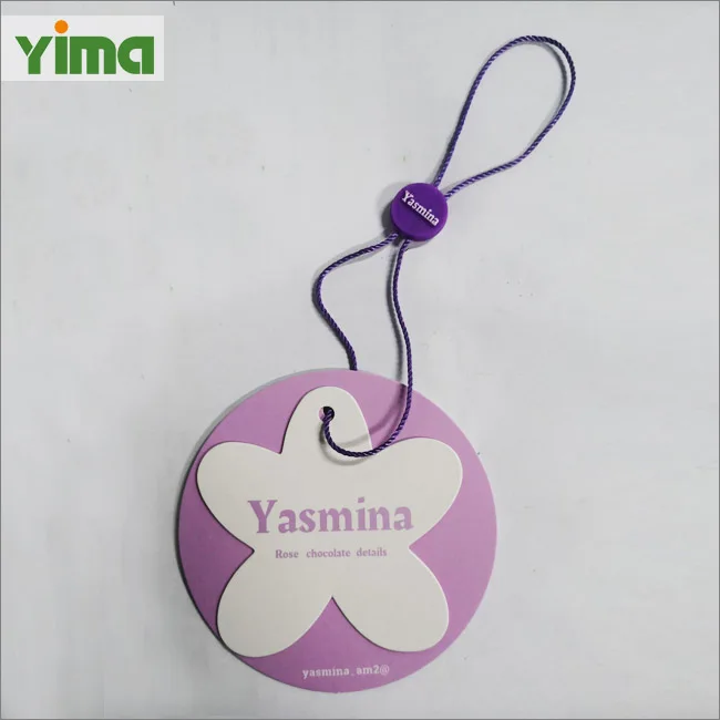 China custom LOGO plastic security fashion tag hang tag string lock elastic loop garment seal tags for hangtag seal
