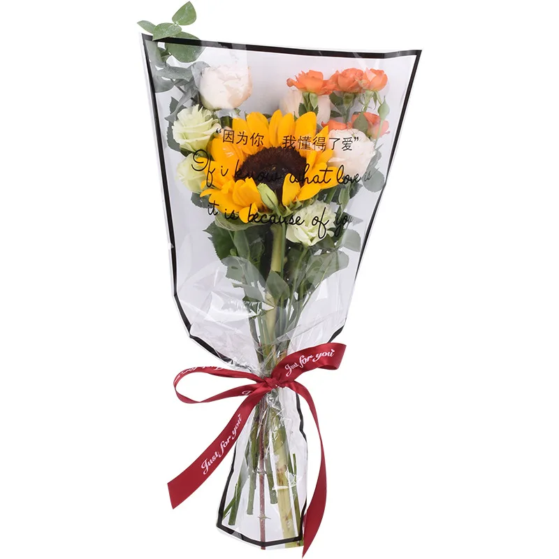 Florist packaging Material Clear OPP rose bouquet sleeves waterproof transparent flower bags