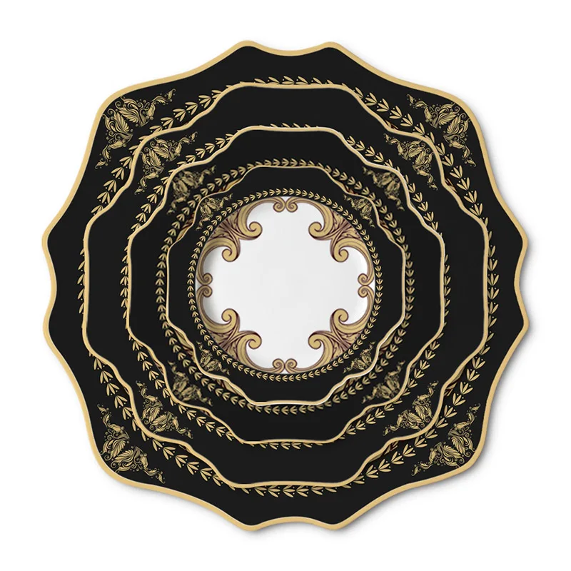 Classical Dinner Flat Plate Bone China Dinnerware Set  Dishes  Tableware