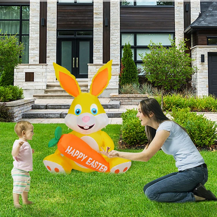 Hot Sale Gift Home Party Decorations Rabbit Build in LED Inflatable White Bunny Easter Decoration