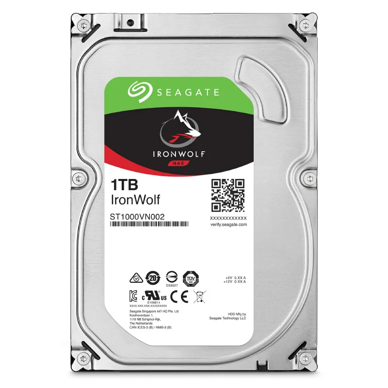 Seagate IronWolf NAS 5900 об/мин внутренний жесткий диск SATA 1 ТБ 6 ГБ/сек. 3,5 дюйма (ST1000VN002)