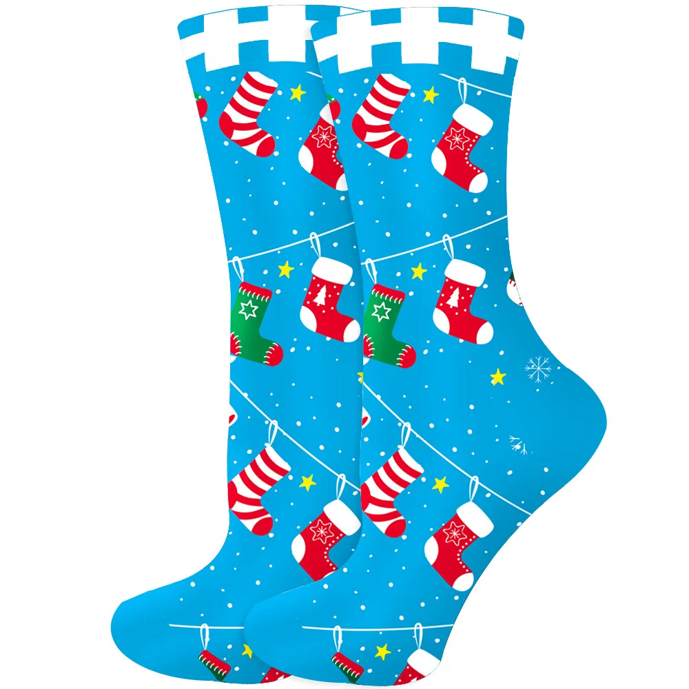 New Custom Design Fashion Santa Xmas Christmas Colorful Men Colorful Dress Socks