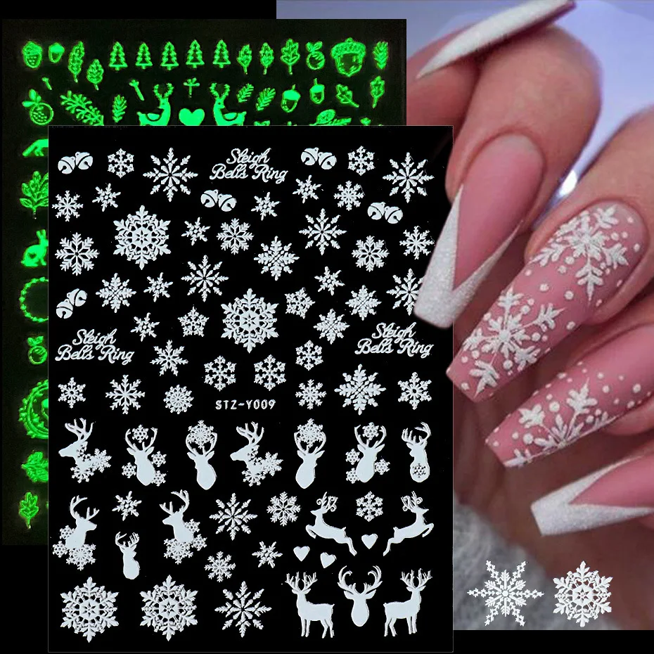 1 шт. световой эффект 3D в рождественском стиле для дизайна ногтей Nail Art сверкающих Стикер искусства ногтя украшения