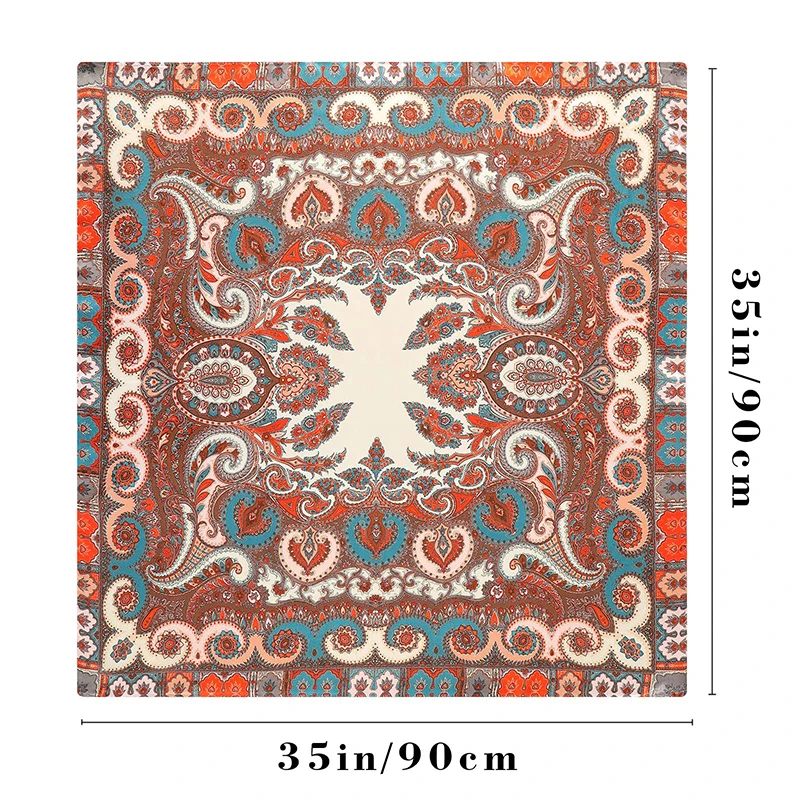 Женский атласный платок с цифровой печатью 90 х90 см