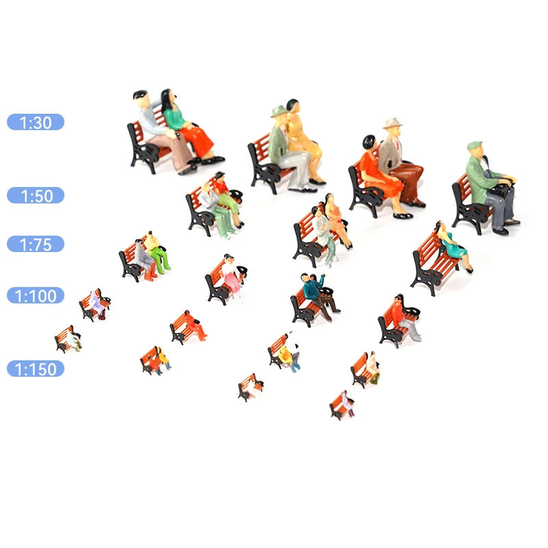 1/30-1/200Scale Miniature Painted Model Train Figures With Chair ABS Toys Building Seated Kits Railway Train Layout Diorama