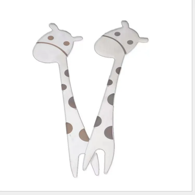  Creative children cartoon stainless steel fruit fork 304 giraffe