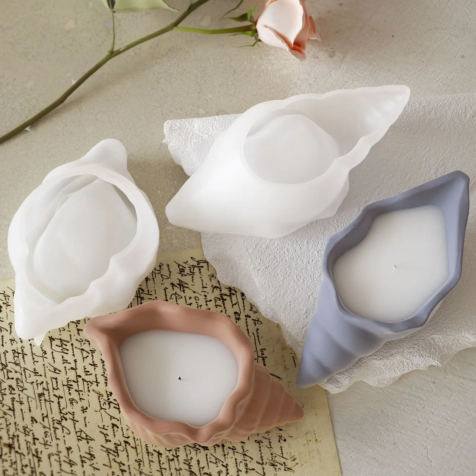 Conch Candle Cup Silicone Molds Epoxy Conch Storage Box Resin Mold Silicone Molds DIY Art Craft Gypsum cement resin candle