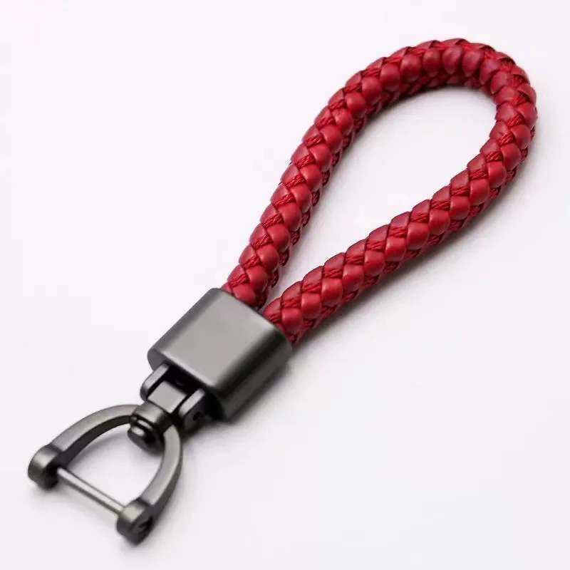 Car Keychain Degree Rotating Horseshoe Buckle Key Chain Zinc Alloy Hand Woven Leather PU Opp Bag Light Keychain Leather Keyring
