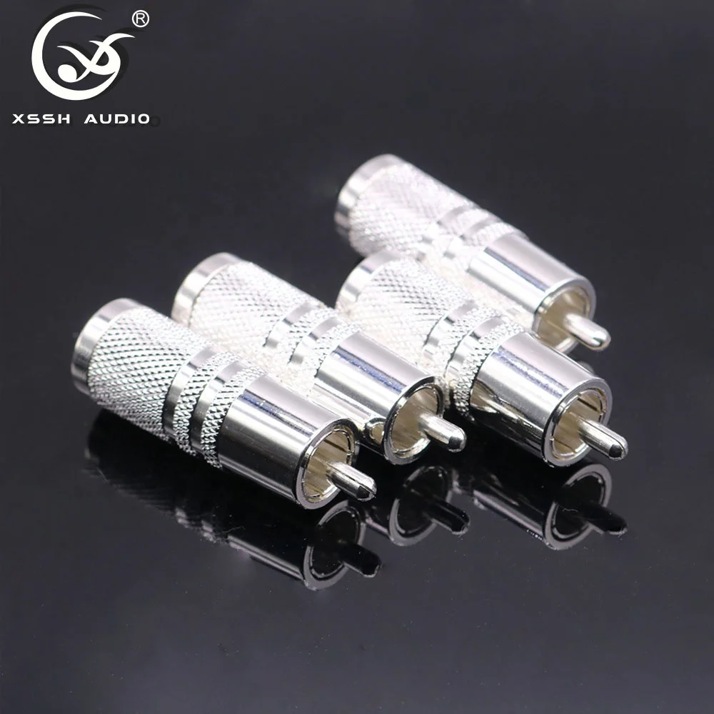 AV RCA Adapter YIVO XSSH Audio OEM ODM Customized HI-end HIFI DIY 10mm Brass Plated Silver RCA Connector Plug Audio Jack
