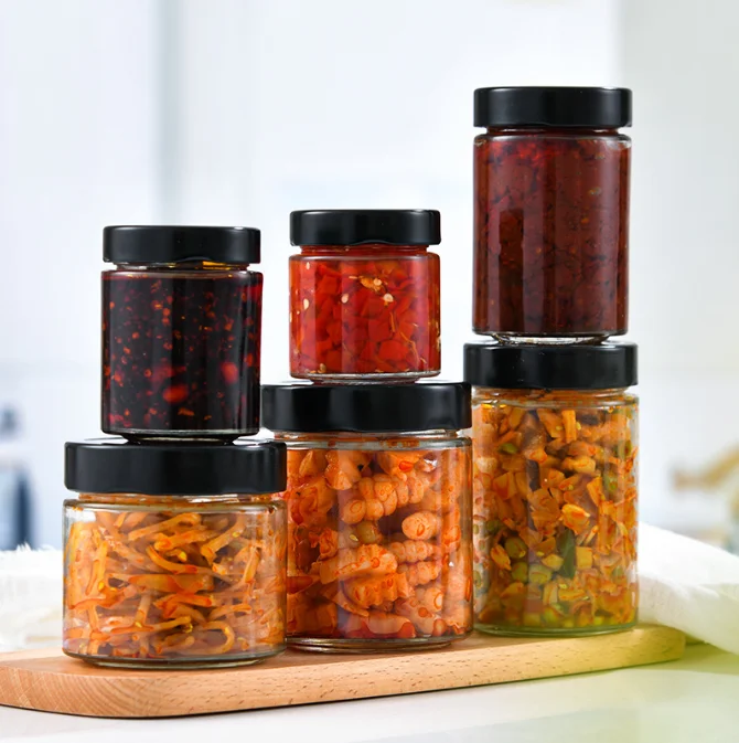 Empty Round 230ml Sauce Bottle Glass 180ml Honey Jars Wholesale