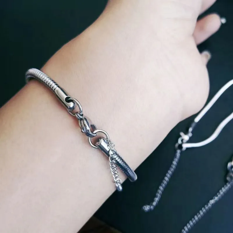 2023 Fashion Simple stainless steel soft snake bone chain metal bracelet Stainless steel Basic Charm Bangle