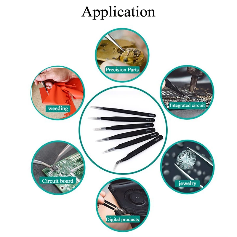 Custom multiple styles tweezers stainless steel sliver pinzas pincet set