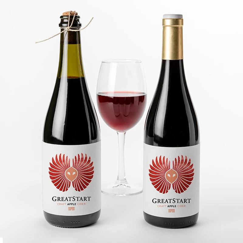 Printing Red Wine Bottle Logo Stickers Beer Waterproof Hot Stamping Gold Foil White Wine Sticker Custom Private Label Wine