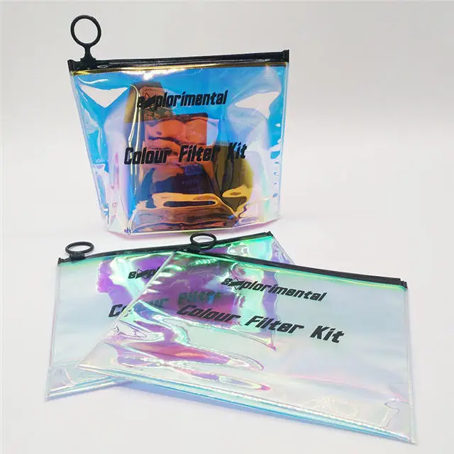 2021 new style  PVC zipper  Bag Clear Make up Pouch  shiny color package beach bags