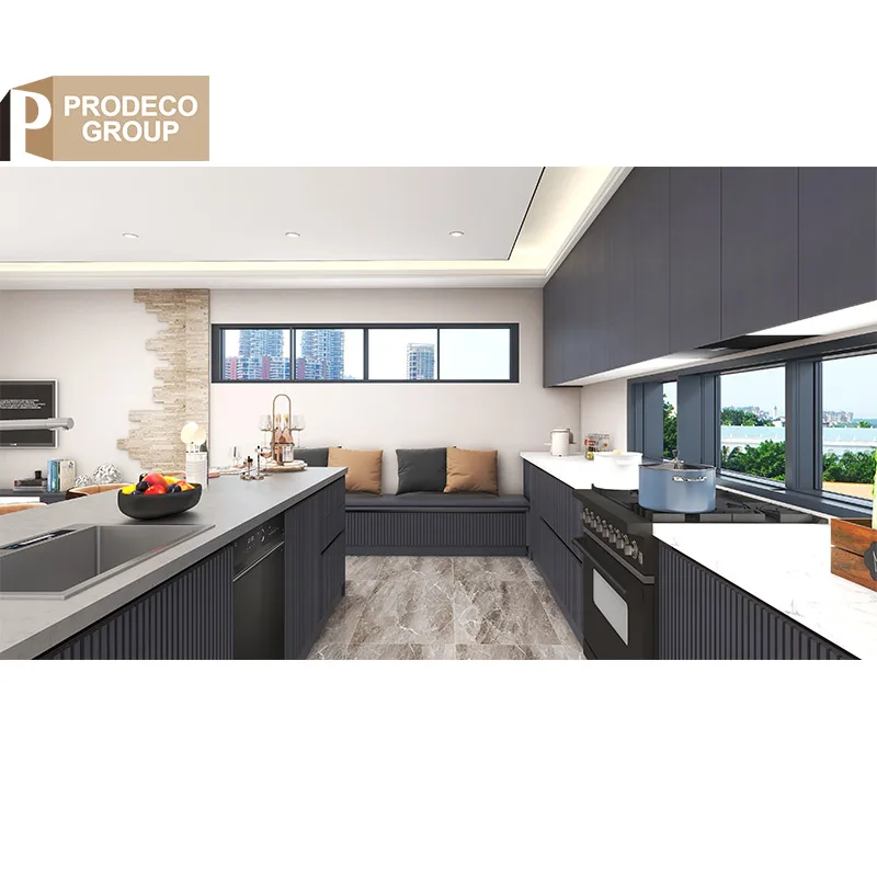 Prodeco Furniture Custom Best Maker of Black Brown Modular Fiberglass Kitchen Cabinets Design for Project