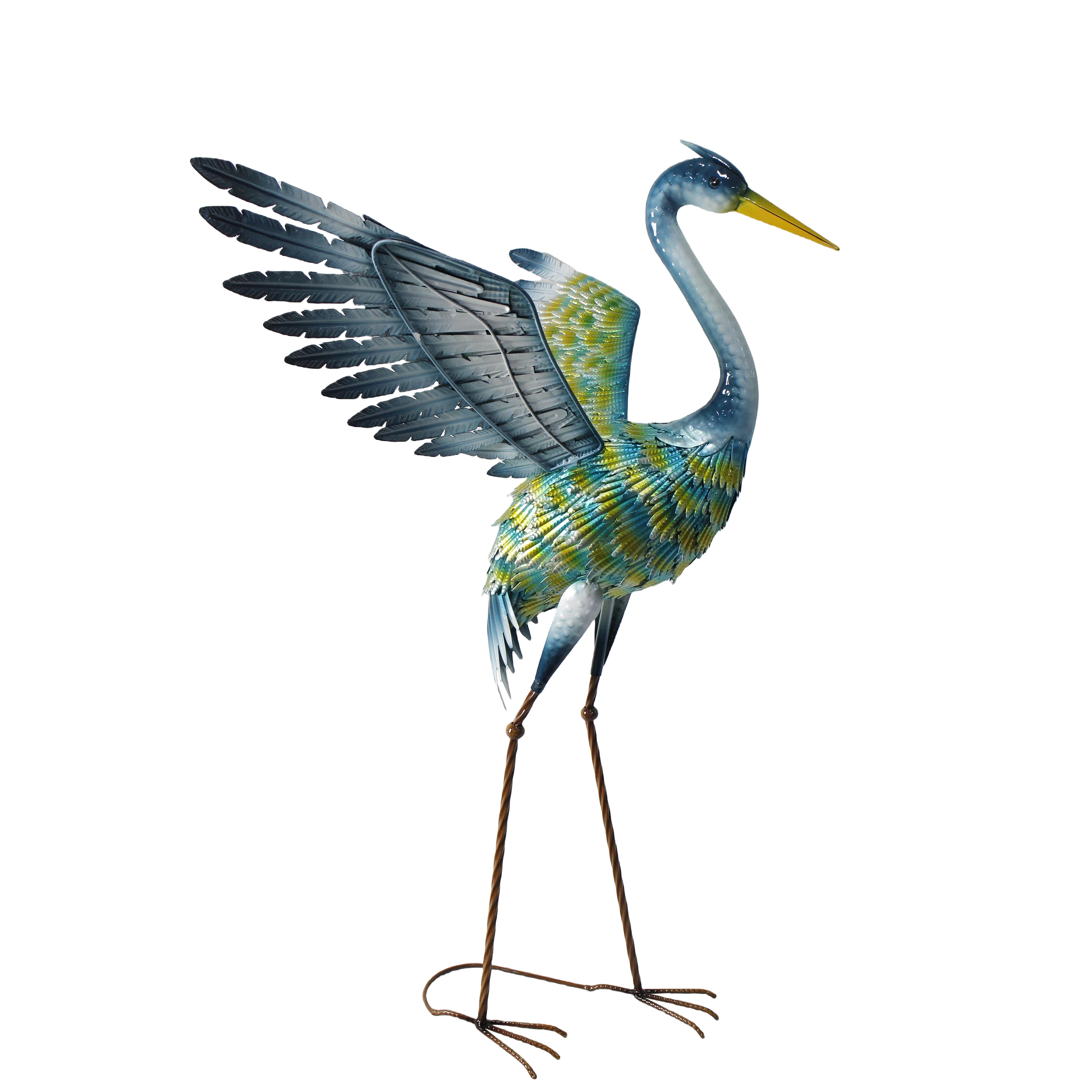 Garden Metal Crane Sculptures Bird Yard Art Outdoor Decor Crane Statues Standing ornament