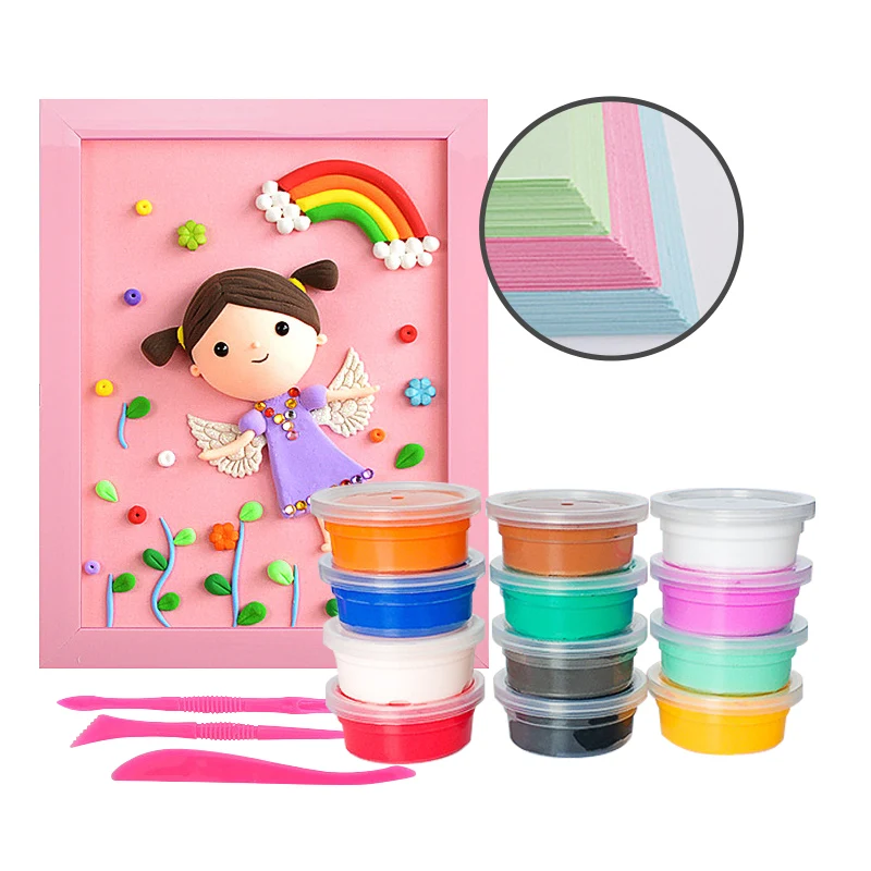 Polymer Clay 12 Colors Clay Photo Frame Drawing for Kids DIY Starter Kits Gift for Children and Artists