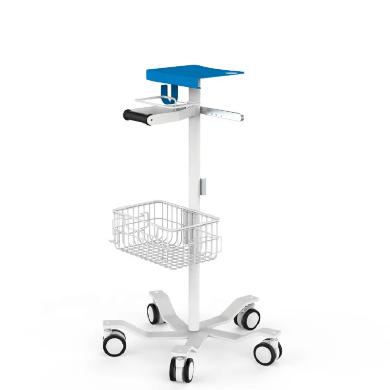 Metal medical hospital furniture trolley mobile roll stand for respiratory CPAP machine
