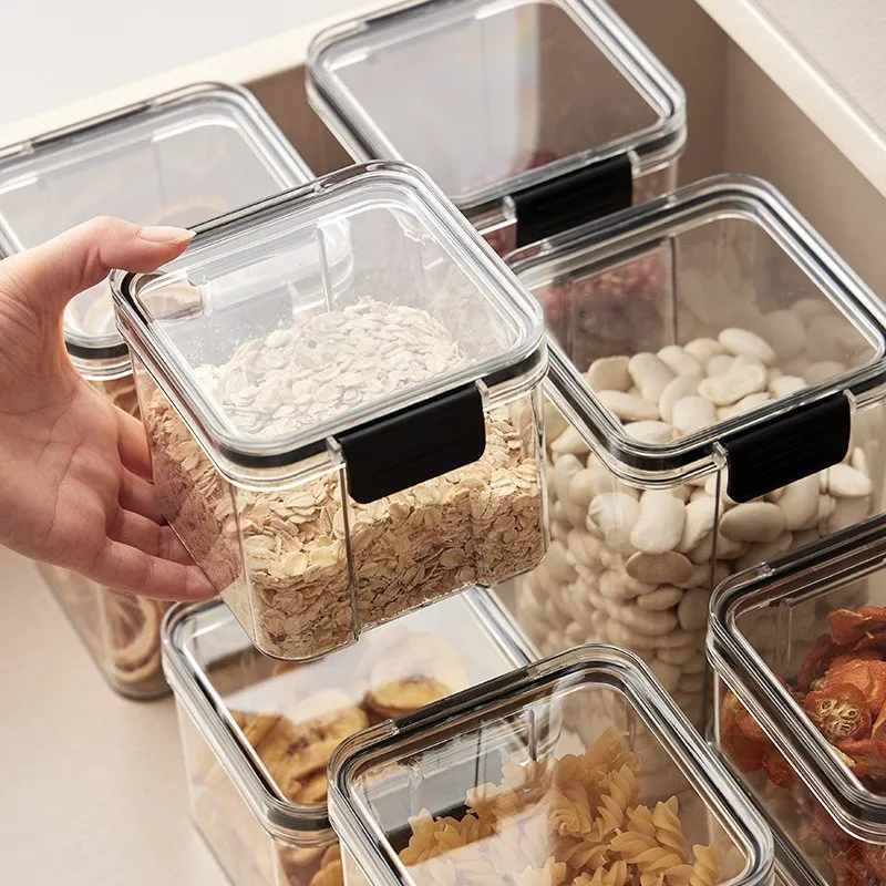 Dry Food Storage Box Airtight Clear Plastic Container Kitchen and Pantry Organization Canisters with Durable Lid