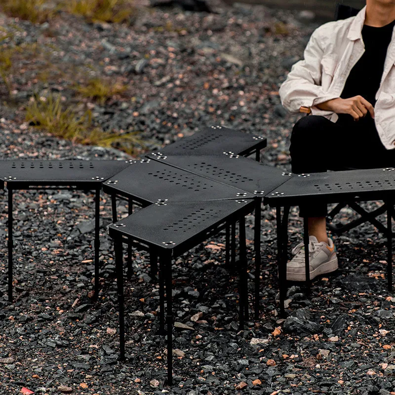 2022 New Outdoor Hexagonal Table Camping Portable Assembleable Table Picnic Folding Table Modern Furniture Aluminum Alloy Metal