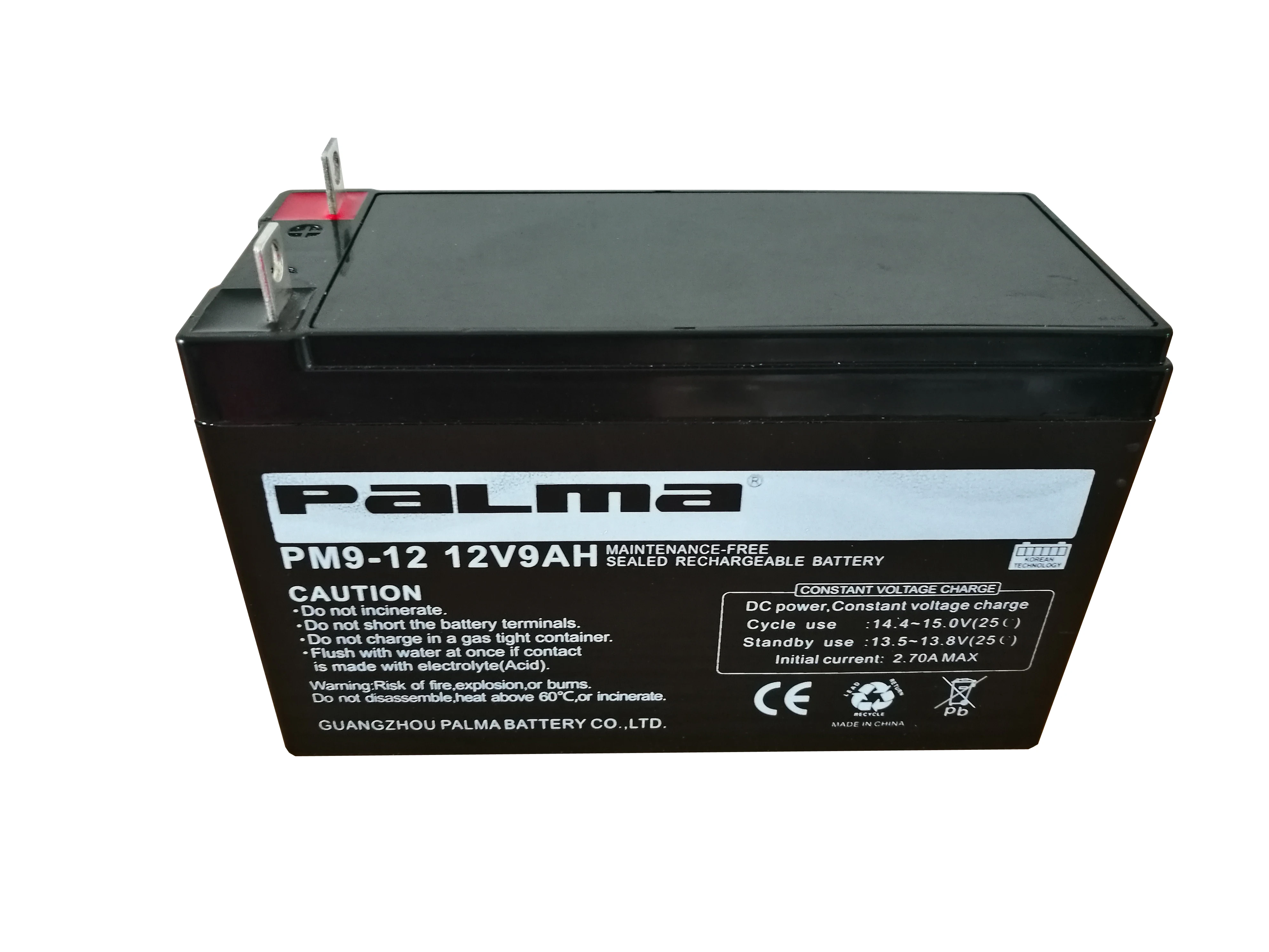 Palma 12v F2 Terminal Rechargeable 7ah batteries VRLA Battery 9ah 12ah