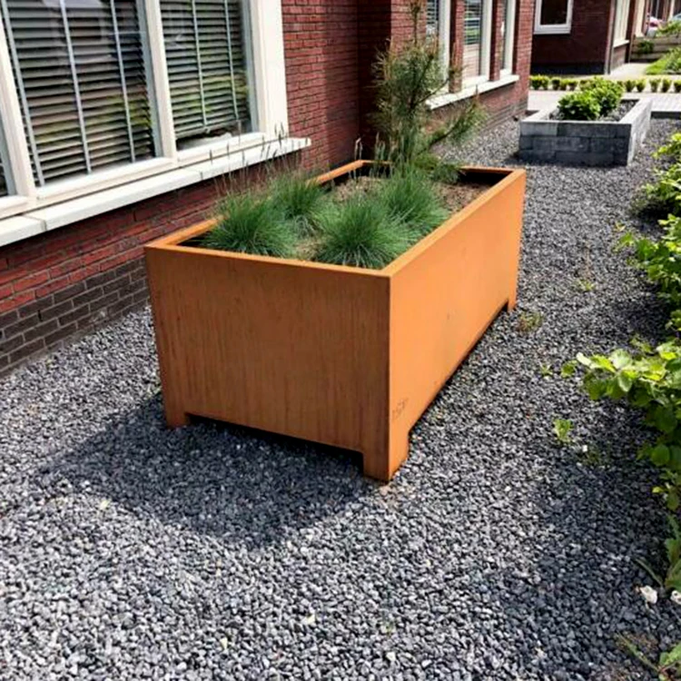 
Weather-resistant steel metal flowerpot for outdoor decoration 