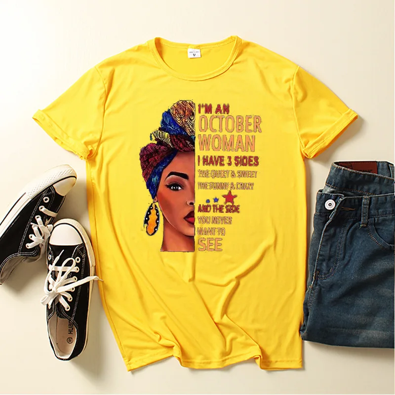Top De Mujer Fashion Funny Personnalised African Black Girl History Month Tees Female Melanin 100 Polyester T Shirts Ladies Tops