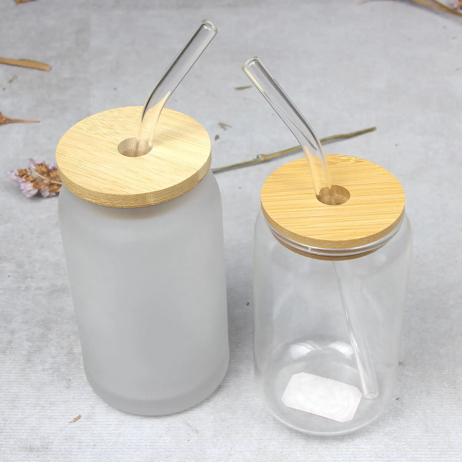 Clear Cola Bamboo Color  Cup Soda Cup Water Shaped 16Oz Beer Can Glass With Lid And Straw