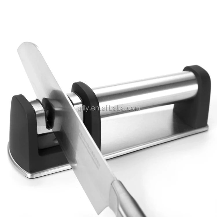 Hot Selling Nonslip Stainless Steel Coarse Fine Knife Sharpener for Kitchen