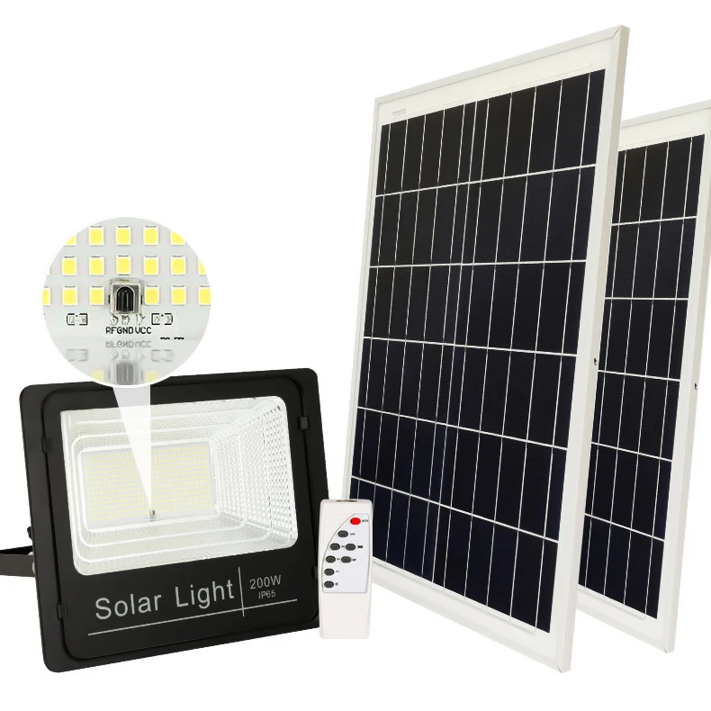 Solar Energy 14h Working Time High Power 200W Waterproof IP67 SMD2835 150Leds Garden LED Flood Light With Remote Control