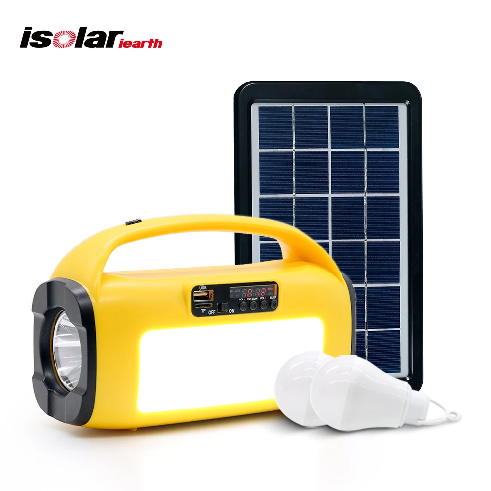 Solar Generator MP3 Player Rechargeable Battery LED Torch Flashlight Portable solar lamp Outdoor Emergency