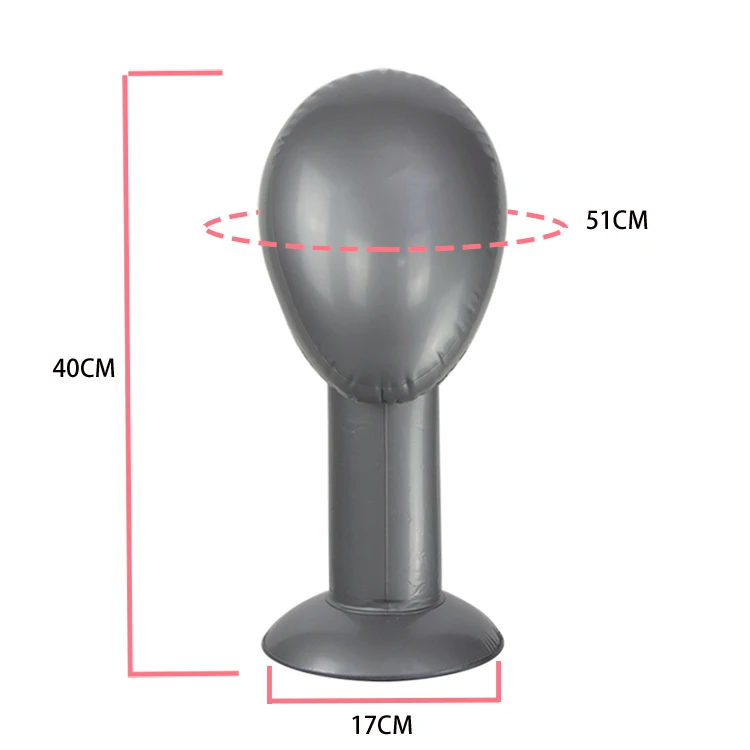 Commercial PVC Material  Male Female Adjustable Grey Inflatable Mannequins Head
