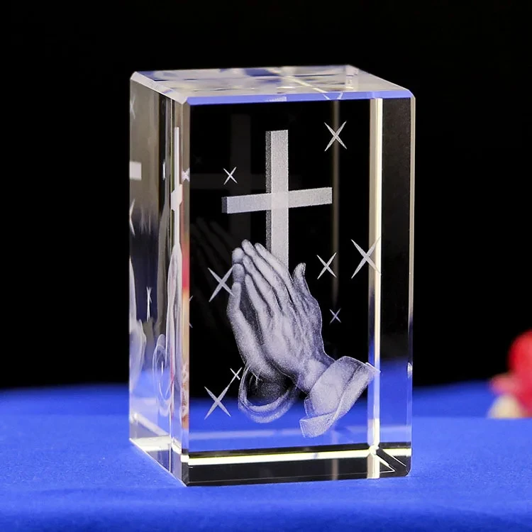 Honor of crystal K9 Crystal Religions Souvenir Cubes 3d Laser Engraving Crystal Jesus For Business Favor