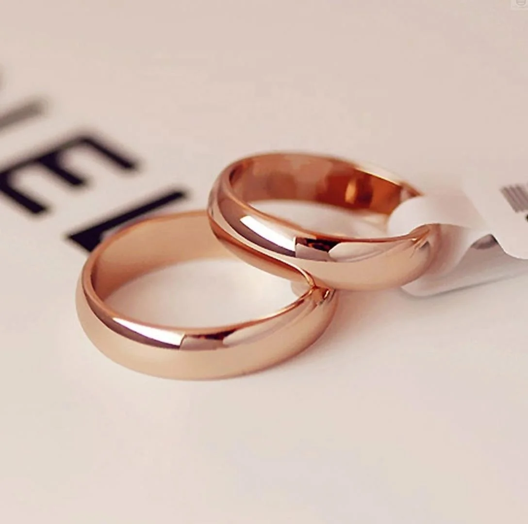 Wholesale High quality 4mm Simple Ring Fashion Rose Gold stainless steel couple ring band