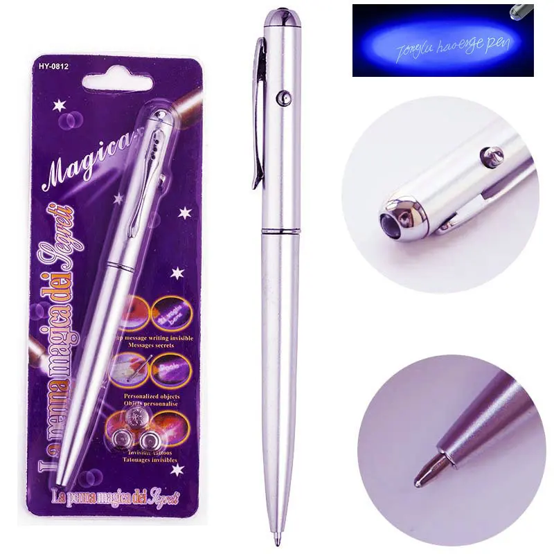 High Quality 2 in1 Invisible Ink pen Magic Security Handwriting Secret  Pen With UV Light