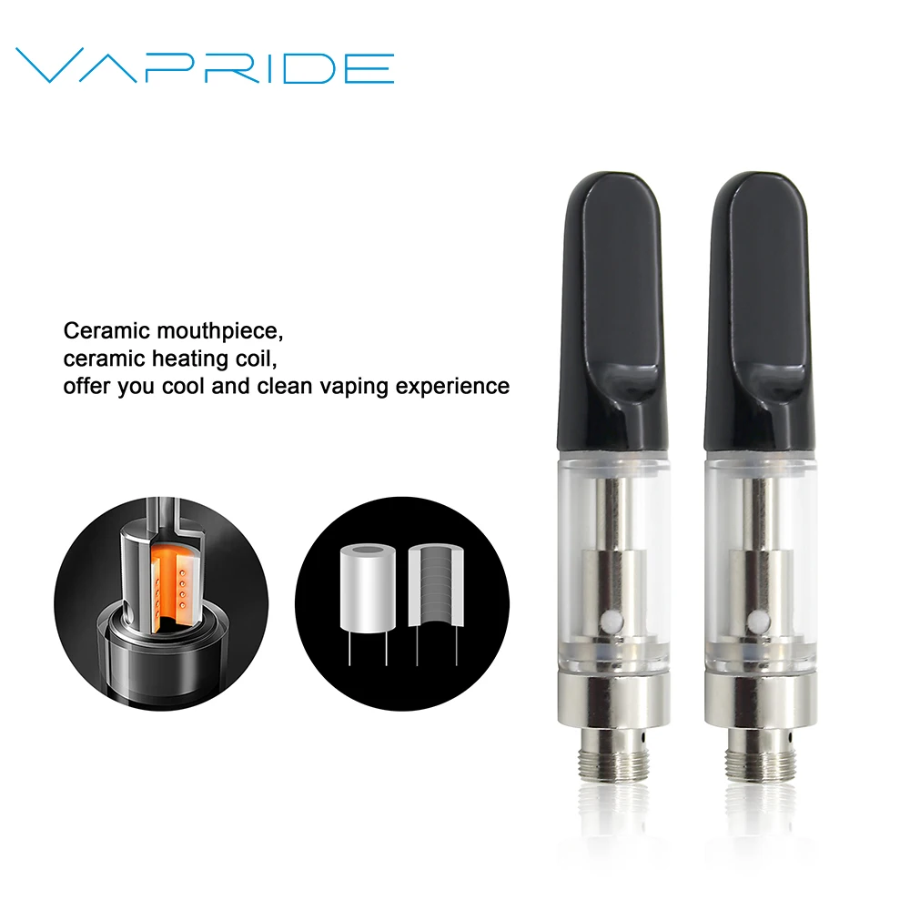 New trend vaper carts vapride 0.5ml 1ml ceramic coil vaporizer glass tank 510 cartridge