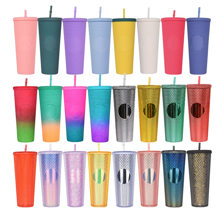 2022 Popular Design 24oz Plastic Water Cup  Free Double Wall Durian Tumbler With Straw