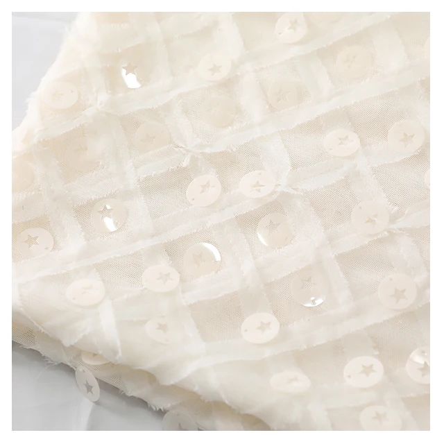 mesh chiffon lace 2cm sequin plain embroidery baby kids girl women children wedding dress evening cloth garments fabric