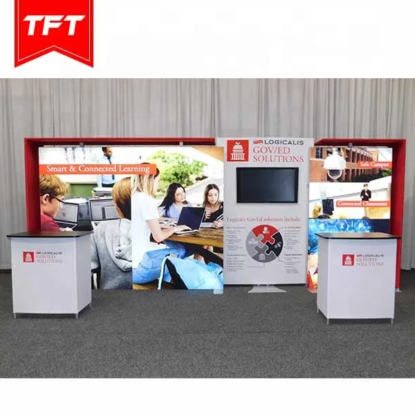 Easy To Install Customized Portable Textiles Frame Led Illuminated Trade Show Display Stand De Feria
