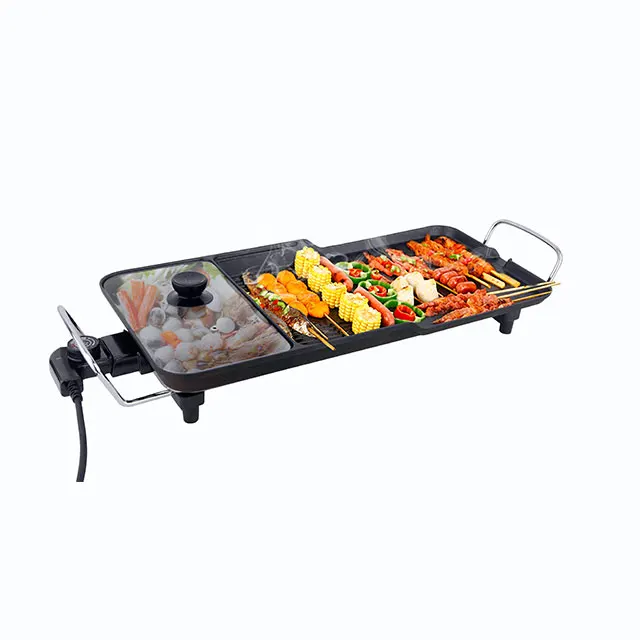 Good Quality Die-Casting Aluminum Household Multi Function Electric Bbq Grill With Hot Pot