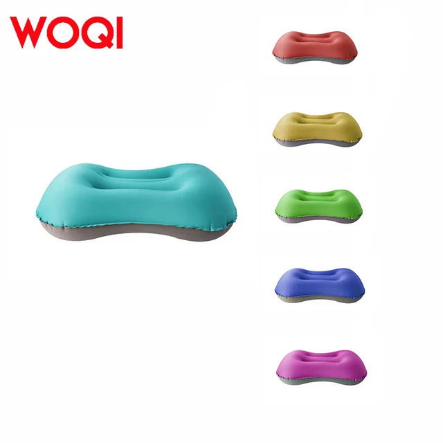 WOQI Ergonomic TPU Inflatable Travel Pillow Portable Hand Press Camping Neck Lumbar Support for Beach Backpacking Road Trips