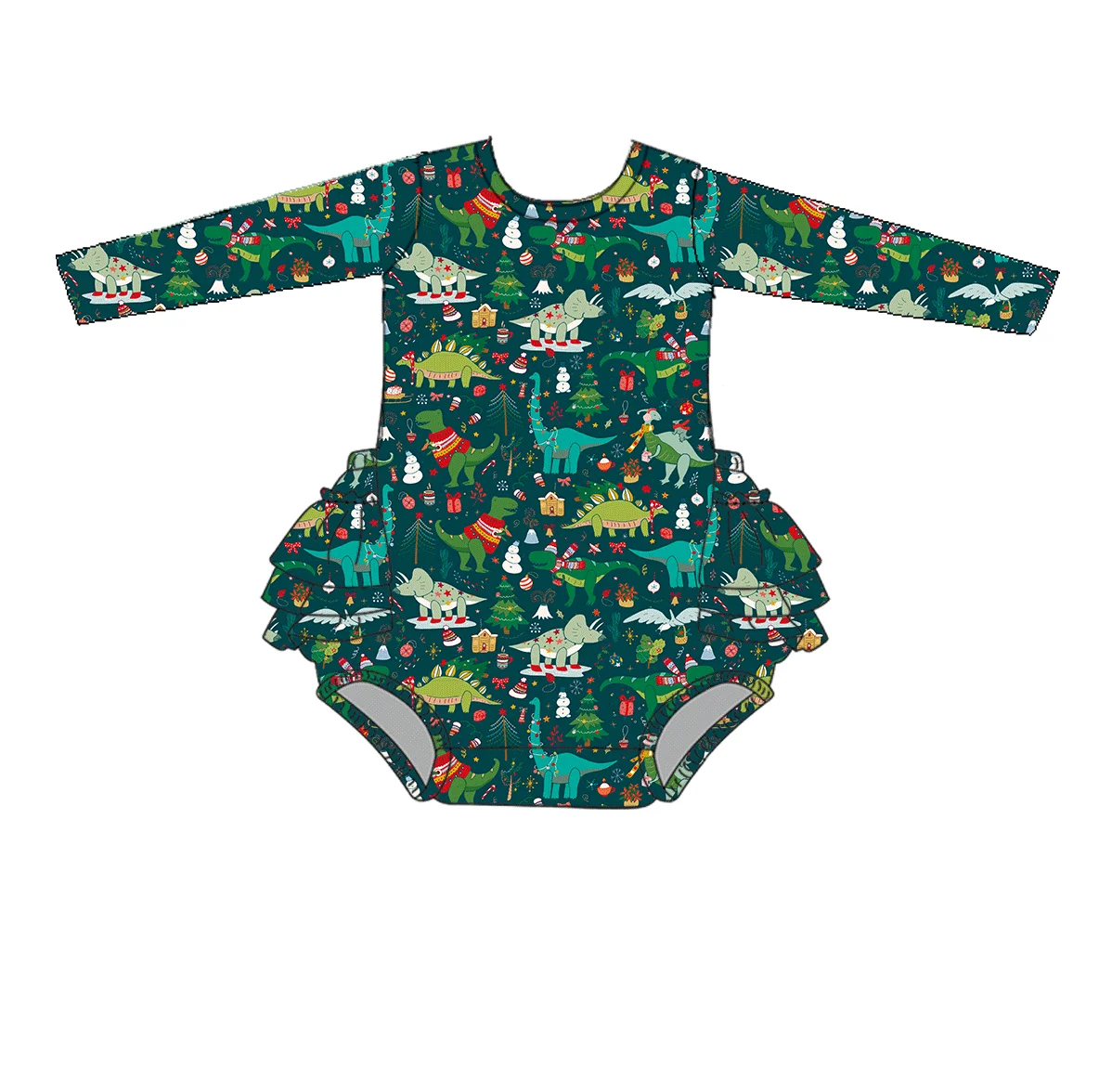 Custom Christmas Baby Romper Manufacturer Newborn Long Sleeve Romper Round Collar Leotard Romper