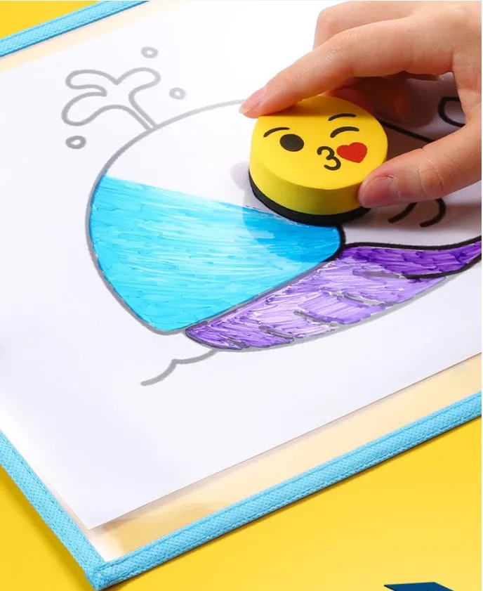 Assorted Colors of Reusable A4 Children Drawing Clear Ticket Holders Reusable Dry Erase Pocket